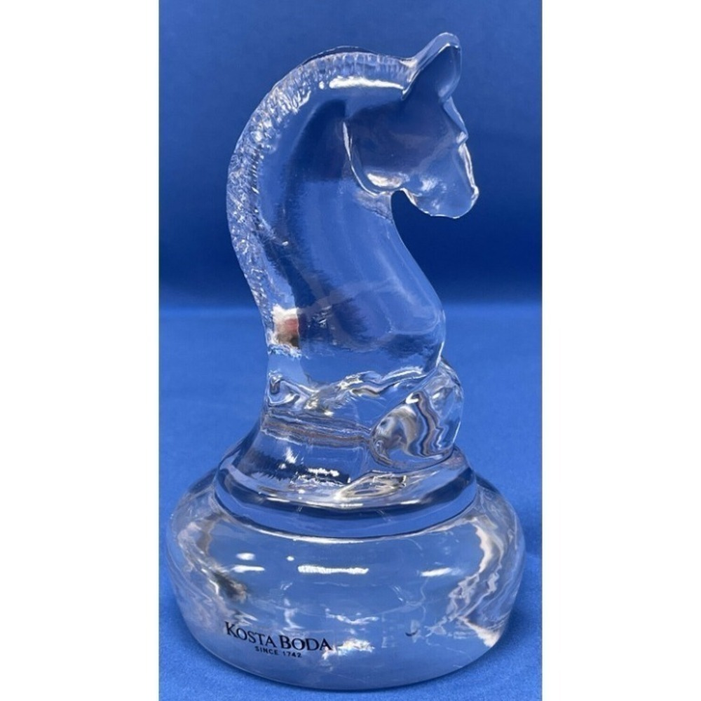 Kosta Boda Crystal Signed /numbered Glass Knight Chess Piece Figurine